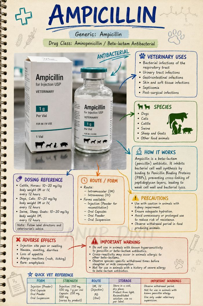 Ampicillin veterinary medicine sample page